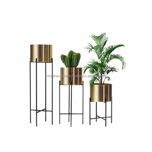 Jardinière décorative en métal antique avec support en or pots de fleurs et jardinières jardinière en métal à usage vert intérieur et extérieur - Product Image 3