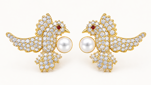 Pearl Bird Gemstone Gold Plated 925 Sterling <b>Silver</b> Handmade <b>Stud</b> <b>Earrings</b> For Women Girl Jewelry Wedding Gift - Product Image 3