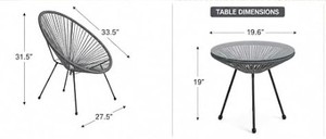 Modern Metal <b>Garden</b> <b>Set</b> 2 Seater with Coffee table Outdoor Patio Furniture Weather Resistant Frame Contemporary Design - Product Image 6