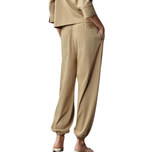 Pantalon de survêtement décontracté pour femme, coupe droite, taille élastique, avec poches, personnalisable OEM, style streetwear - Product Image 2