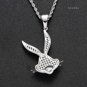 Colgante de Conejo de Dibujos Animados con Incrustaciones de Moissanita en Plata de Ley 925 – Joyería Hip Hop, Colgante de Bugs Bunny de Loney Tunes - Product Image 3
