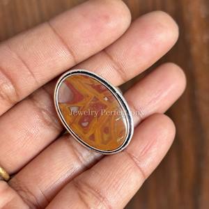 Bijoux de mode pour femmes : Lots de bagues uniques en jaspe Noreen plaqué argent, en laiton étanche avec pierres précieuses, pour la vente en gros et les événements - Product Image 2