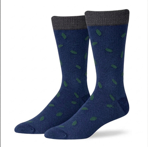 Calcetines de Hombre, Azul Marino con Diseño de Puntos Verdes, Tejido de Algodón y Elastano, Transpirables, para Uso Diario, Estilo Otoñal - Product Image 1