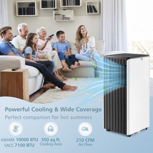 Condizionatore d'Aria Portatile 10000 BTU ASHRAE, Raffredda 350 Piedi Quadrati, Deumidificatore con Telecomando per Stanze, Opzioni Spina US/EU/UK/AU - Product Image 2