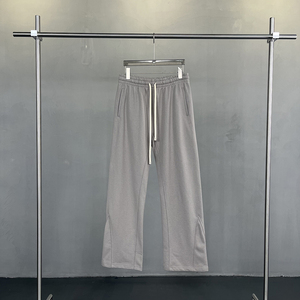 Pantalon de survêtement personnalisé avec logo, patchwork, en coton bouclette, coupe évasée, surdimensionné, pattes d'éléphant, épais, pour homme - Product Image 3