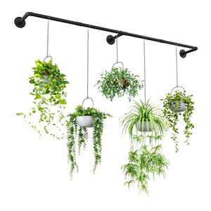 Support mural moderne en métal pour plantes avec 5 pots pour usage intérieur et extérieur - Product Image 3
