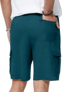 Pantalones Cortos Bermuda Cargo a Cuadros Color Verde Azulado para Hombre, Cintura Media, Cordón Ajustable, Bolsillos Casuales, 100% Poliéster, Tejido Transpirable de Secado Rápido - Product Image 2