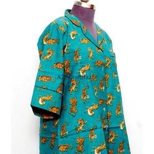 Robe longue 100 % coton pur à imprimé floral, manches cloche, imprimée à la main, col en V, longueur midi, style chemise, pour l'été et les fêtes - Product Image 5