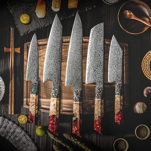 Legacy Blades 5-Piece Sustainable Damascus Steel <b>Knife</b> <b>Set</b> Handmade <b>Sharp</b> Straight Edge Resin Handle Ambidextrous Kitchen <b>Knife</b> - Product Image 1