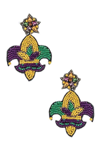 ต่างหูปักลูกปัดงานฝีมือสไตล์มาร์ดิกราส์ ประดับมุกและลูกปัดเม็ดเล็ก คอลเลคชั่นสำหรับงานพาเหรดและงานเฉลิมฉลอง - Product Image 4