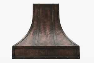 Hotte murale de cheminée en cuivre pur, faite à la main, grande taille, style ferme, finition foncée - Product Image 3
