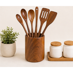 Ensemble de cuillères de cuisine en bois vintage, spatule en bois écologique, ustensiles de cuisine antiadhésifs, fournisseur, logo personnalisé, vente en gros - Product Image 2
