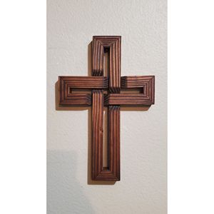 Croix en bois naturel pour la prière et la pratique de la foi, à afficher sur le mur ou la table, plaque en bois artisanale - Product Image 5