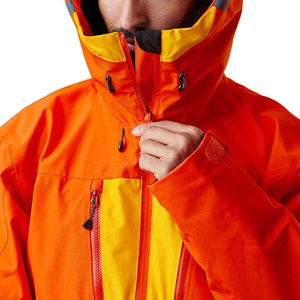 Men's Orange Yellow Color Blocked Ski Jumpsuit Waterproof Hooded One Piece Snowboard Suit Synthetic Insulation Gore-Tex - Product Image 3