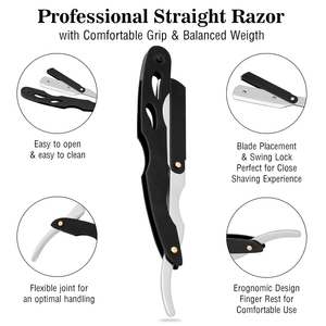 Meilleur choix : Rasoir de coiffure à bord tranchant, design pliable pour les professionnels de salon, pour le nettoyage de la barbe et le rasage - Product Image 3