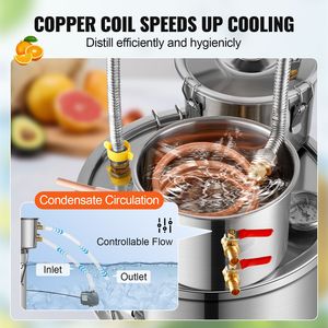 Distillatore Elettrico in Acciaio Inox da 5 Galloni/19 L con Doppio Condensatore e Serpentina in Rame a Raffreddamento Rapido - Product Image 5
