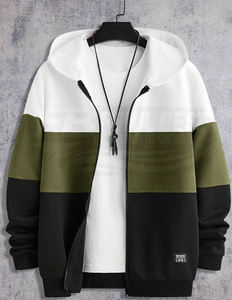 Ensemble de survêtement à capuche zippé pour homme, 100% Coton respirant, imprimé uni, manches longues, coupe droite décontractée, design 2-en-1, Hiver, Vente en gros - Product Image 2