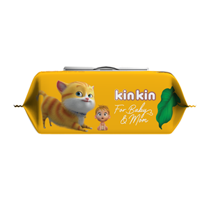 Lingettes humides pour bébés Kinkin sans alcool ni parabène, 80 lingettes non tissées antibactériennes, protection contre les érythèmes fessiers - Product Image 1