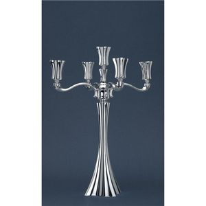 Elegant Silver 5-Arm <b>Candelabra</b> Metal Tall Candle Holder Luxury Wedding Centerpiece Event Table Decor Floor Standing Candelabrum - Product Image 3