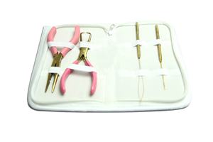 Professional 4 Pcs Pink and Gold Micro Ring Hair Extension <b>Pliers</b> Looper Hook & Bead Remover with Leather Pouch ANAAIF - Product Image 3