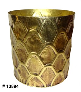 Gold Boat Shape Metal Planter Oval Flower <b>Pot</b> Embosed Farmhouse Plant Tub for Indoor Outdoor Use - Product Image 3