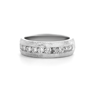 Anillo de Boda de Lujo para Hombre con 11 Diamantes Cultivados en Laboratorio, Banda de Media Eternidad con Acabado Florentino Vintage, Certificado IGI - Product Image 4