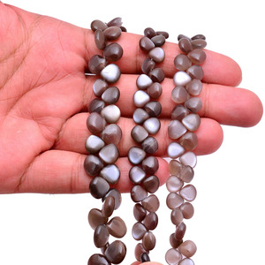 Perles de pierre de lune AAA+ 6mm-11mm, forme cœur lisse, couleur chocolat foncé, pierres précieuses naturelles pour bijoux - Product Image 3