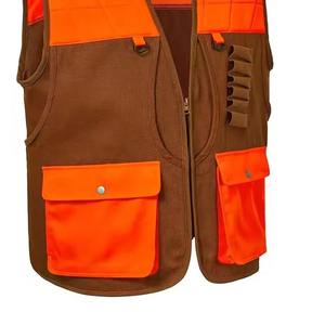 Gilet de sécurité à rayures haute visibilité pour homme, orange et marron, polyester/coton, bandes réfléchissantes, plusieurs poches, fermeture éclair - Product Image 4