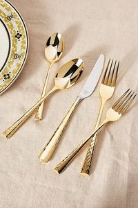 Ensemble de couverts de luxe en acier inoxydable doré, 5 pièces, gravé, finition miroir PVD, pour hôtel, restaurant, mariage - Product Image 6