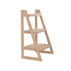 Estante para plantas de interior de diseño minimalista de 3 niveles, muy demandado, para plantas verdes, acabado natural, de madera. - Product Image 1