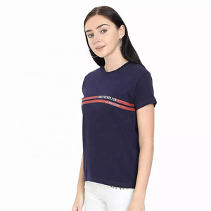 T-shirt col rond en coton et Polyester pour femme, vêtement décontracté de haute qualité, couleur bleue - Product Image 6