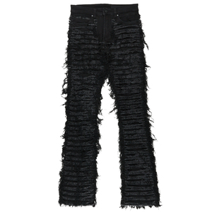 Jean en denim pour homme style unique, taille mi-haute, coupe droite, style vintage, 100% coton, service OEM, design personnalisé, pantalon en denim élégant - Product Image 1