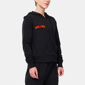 Sudadera con capucha reversible personalizada, precio de fábrica, 340GSM, conjunto de ropa para mujer para el aeropuerto, chaqueta de forro polar de poliéster de manga larga con cremallera para otoño e invierno - Product Image 1