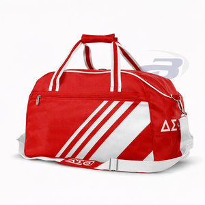 เดลต้า |   ซิกมา |   กระเป๋าเดินทางหนังน้ำหนักเบาทนทาน Theta Sorority สีแดงและสีขาวแบบกำหนดเอง กระเป๋าเดินทางออกกำลังกายสำหรับวันหยุดสุดสัปดาห์ - Product Image 3
