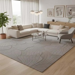 Luxury Minimalist Leaf Design Handloom Carpet Soft <b>Floor</b> Area Rug Anti Slip Modern Rug for Living Room Bedroom Office Hotel - Product Image 2