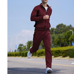 Ensemble de survêtement athlétique léger pour hommes, 2 pièces, coupe-vent à fermeture éclair intégrale, pour le printemps et l'automne, personnalisable, vente en gros - Product Image 4