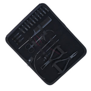 Kit d'outils pour extensions de cheveux noirs avec pinces micro-anneaux, outil de sertissage pour extensions, outil à boucles de fil, aiguilles courbées, pinces bec de canard - Product Image 1