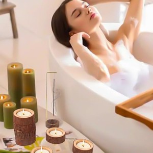 Porte-bougies en bois de pin faits à la main en gros - Design écologique en écorce naturelle - Product Image 6