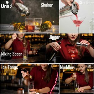 Kit de Barman de Acero Inoxidable de 6 Piezas, Set de Coctelería para Fiestas en Casa, Medidor de 30/60 ml, Cuchara de Bar, Pinzas para Hielo, Muddler, Colador - Product Image 5