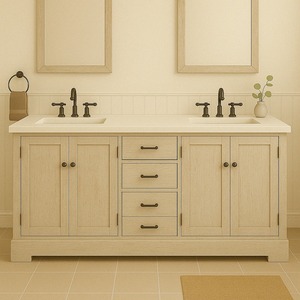 Meuble-lavabo double vasque TPF-BV72-D1, bois 60-72 pouces, emballage plat KD, fabricant Vietnamien - Product Image 2