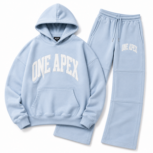 Ensemble de survêtement ONE APEX pour homme, sweat-shirt surdimensionné à capuche et pantalon de survêtement à jambes larges, coton premium, streetwear, bleu ciel - Product Image 6