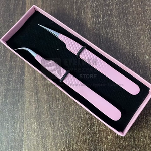 Professional Diamond Grip Light Pink Eyelash <b>Extension</b> Tweezers <b>Cheap</b> Wholesale Stainless Steel Straight & Curved Lash Tweezers - Product Image 6