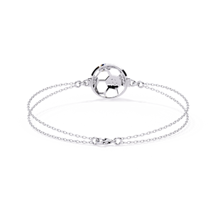 White Gold Soccer <b>Ball</b> Diamond <b>Bracelet</b> Round Brilliant Cut Natural Diamond Casual Sporty Unisex Everyday Wear - Product Image 2