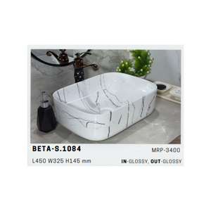 Beta 1085 Lavabo de Cerámica de Lujo Contemporáneo para Encimera, para Interiores de Baños Premium - Product Image 5