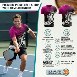 Vente en gros de maillots de pickleball personnalisés, vêtements de sport à la mode, chemises à manches courtes, t-shirts de pickleball pour hommes - Product Image 4