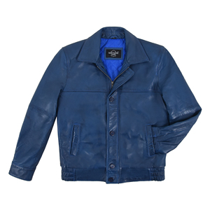 Men’s Genuine Lambskin Napa <b>Leather</b> Bomber <b>Jacket</b> Classic Collar Button Front <b>Retro</b> Blouson Casual <b>Leather</b> <b>Jacket</b> Custom Logo - Product Image 5