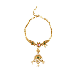 Arnés de mano étnico tradicional para mujer, chapado en oro real, con piedra Pota y perlas, para novias, boda, Haath Phool, joyería corporal de moda. - Product Image 2