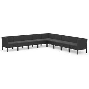 Conjunto de Muebles de Jardín de Ratán Sintético Negro con Acero con Recubrimiento en Polvo y Poliéster - Product Image 2