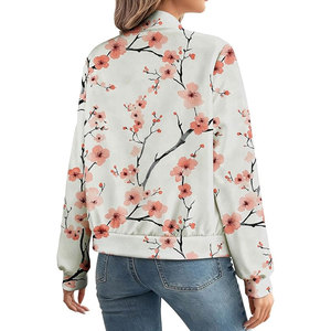 Custom <b>Women</b>’s Bomber <b>Jackets</b> Long Sleeve Casual Floral Zip-Up <b>Jackets</b> <b>Lightweight</b> Fashion Outerwear Streetwear Bomber - Product Image 3