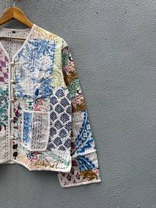 Patchwork Floral <b>Long</b> Sleeve Cotton <b>Cardigan</b> <b>Men</b> Casual Loungewear With Pockets Hand Embroidered Spring Wear gift <b>for</b> her - Product Image 6